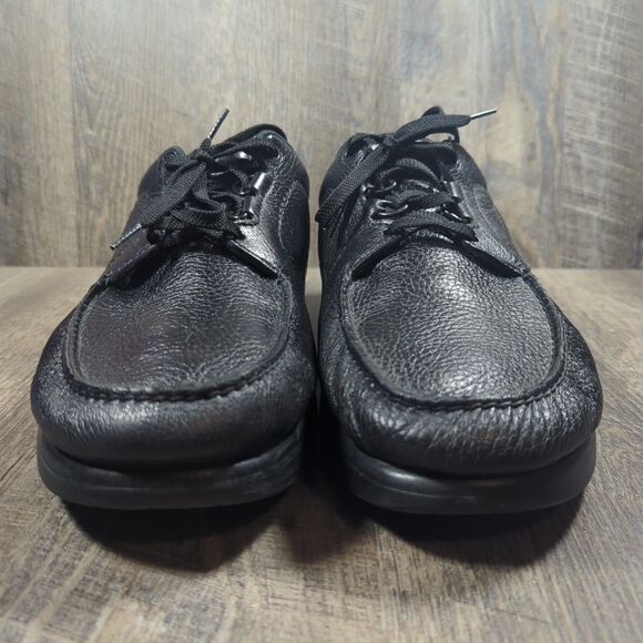 SAS Bout Time Lace Up Loafer Black Leather Mens 14 M Shoes Moc Toe USA Made - Picture 3 of 13